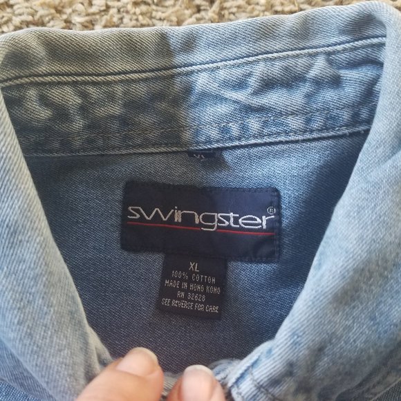 Men's Vtg. Tide Racing Denim Button Down - Picture 8 of 8